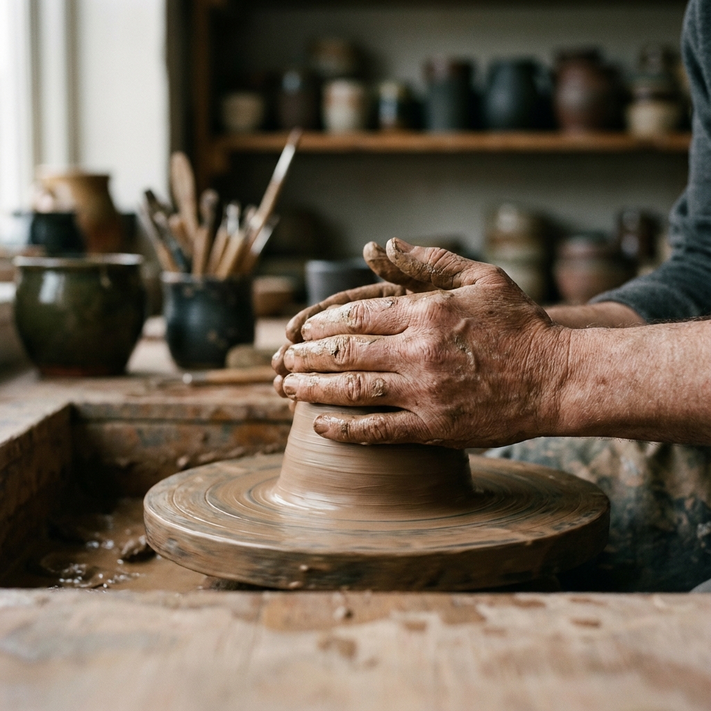 Artisan shaping clay
